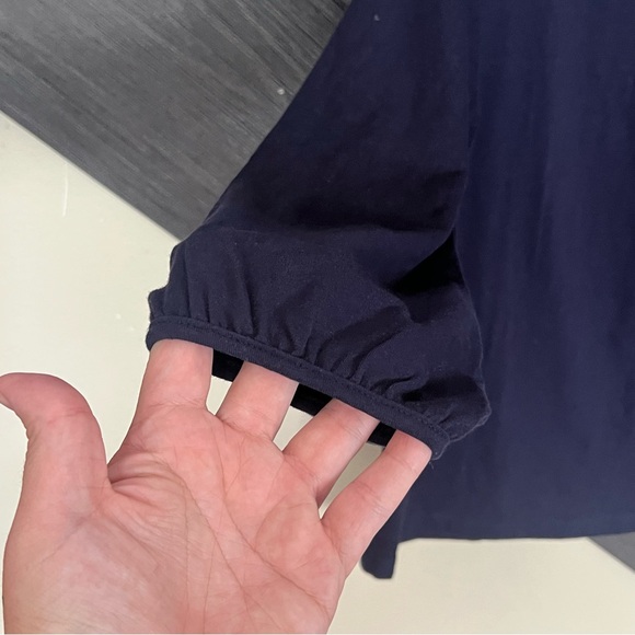 Midnight by Carole Hochman Navy Blouse with Floral Detail - Picture 4 of 7